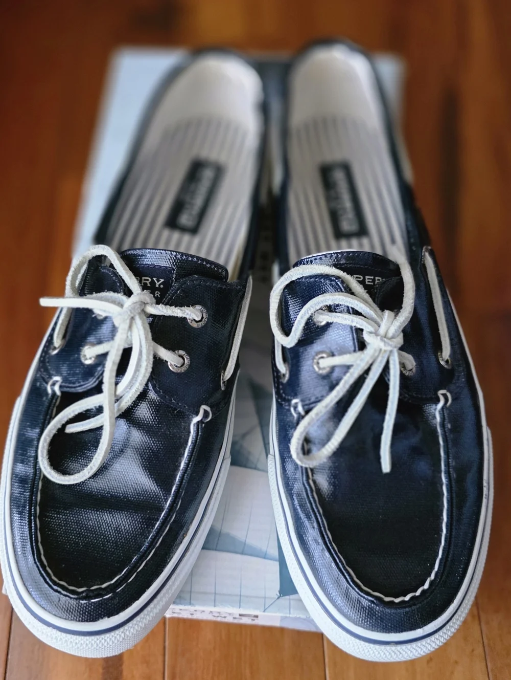 Sperry Top-Sider Bahama Blue Shiny Canvas Boat Shoes Mens 11M Sneaker Yacht Club